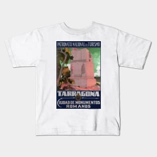 Vintage Travel Poster Spain Tarragona Ciudad de monumentos romanos Kids T-Shirt